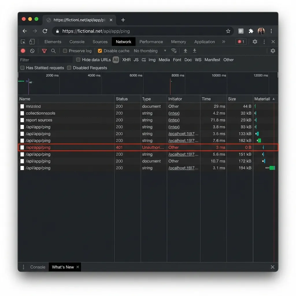 After you logout and in the login page you will see failed attempt to the Secure API