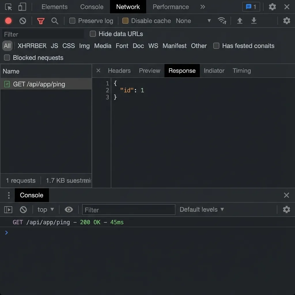 Console log showing a successful response from secure API endpoint